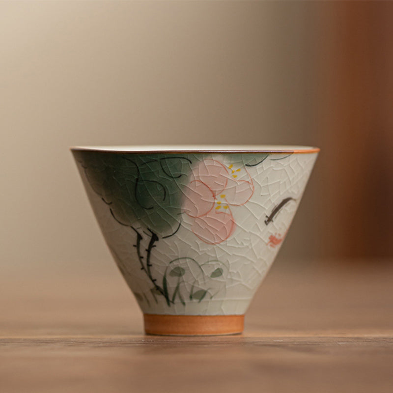 Tasse à thé en céramique de 50 ml avec motif de lotus et de poisson koï pour la méditation