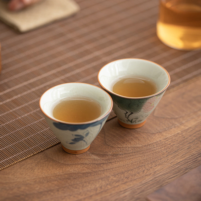 Tasse à thé en céramique de 50 ml avec motif de lotus et de poisson koï pour la méditation