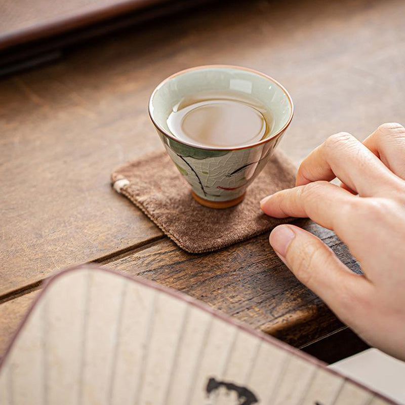 Tasse à thé en céramique de 50 ml avec motif de lotus et de poisson koï pour la méditation