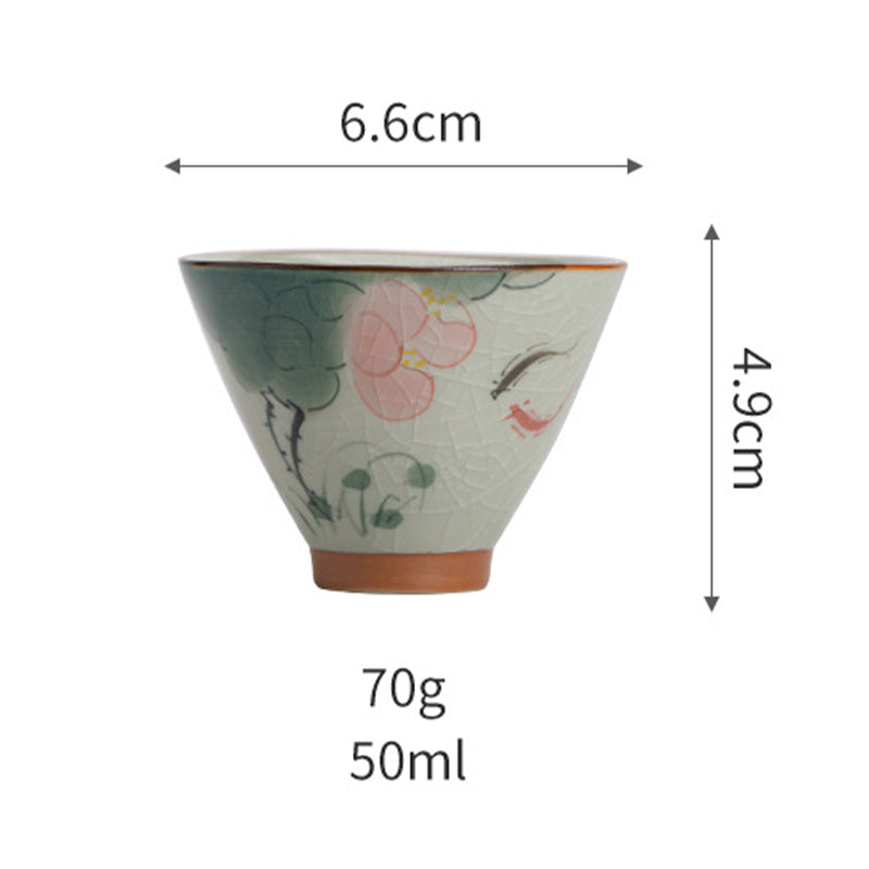 Tasse à thé en céramique de 50 ml avec motif de lotus et de poisson koï pour la méditation