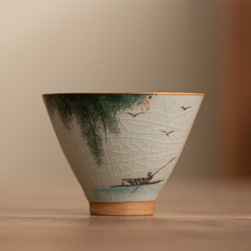 Tasse à thé en céramique de 50 ml avec motif de lotus et de poisson koï pour la méditation