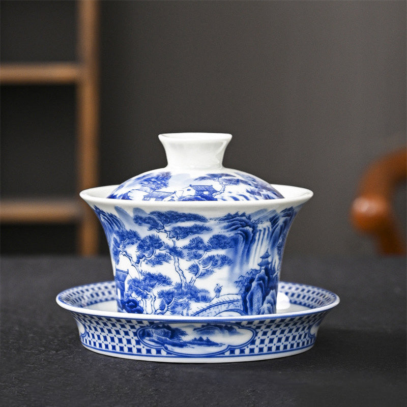Ceramic Jingdezhen Dragon Phoenix Gaiwan Tea Cup 170ml