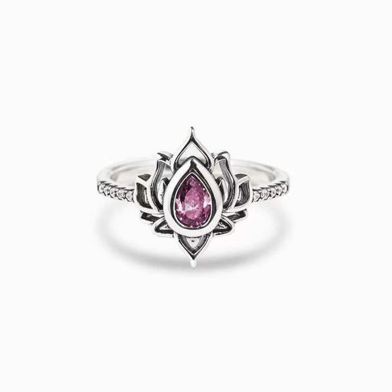 Sterling Silver Lotus Blessing Ring for Protection