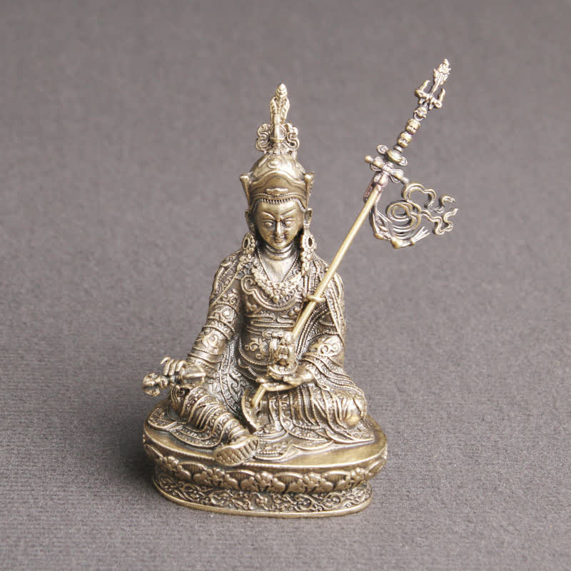 Copper Buddha Statue Padmasambhava Serenity Figure 41x66mm
