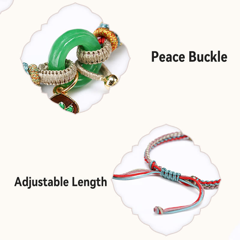 Lotus Chalcedony Jade Harmony Bracelet with Peace Buckle