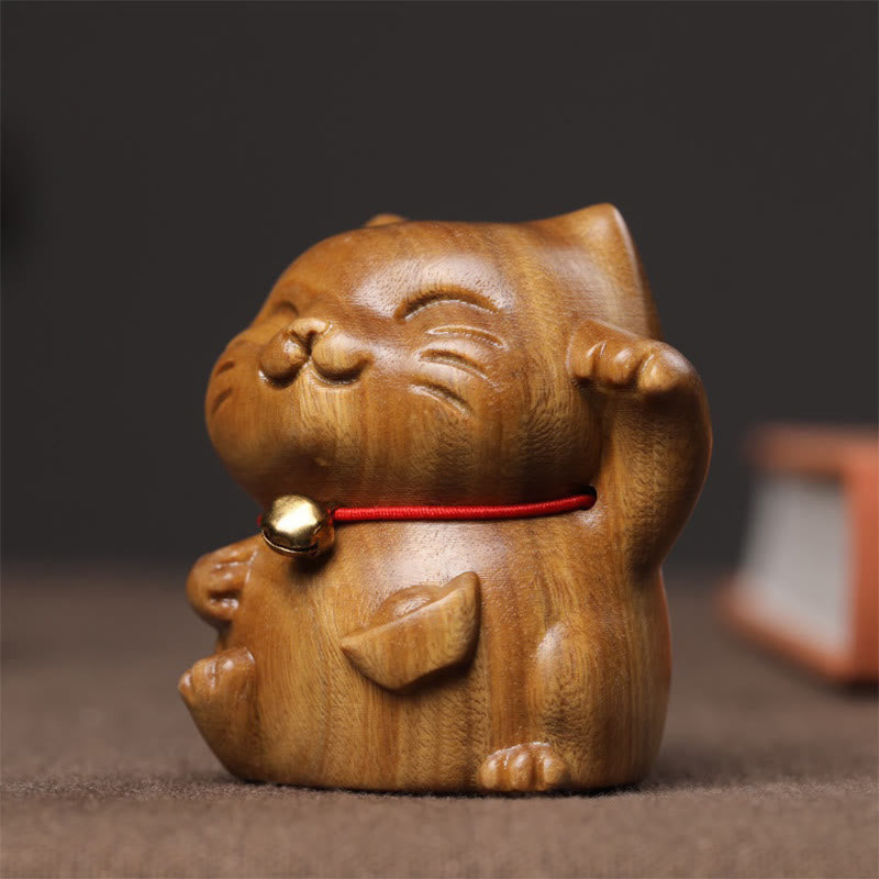 Green Sandalwood Lucky Cat Decoration 4.5cm Peace Charm