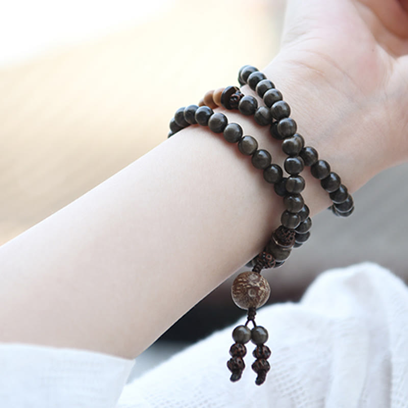 Sandalwood Protection Charm Mala Bracelet 8mm Meditation