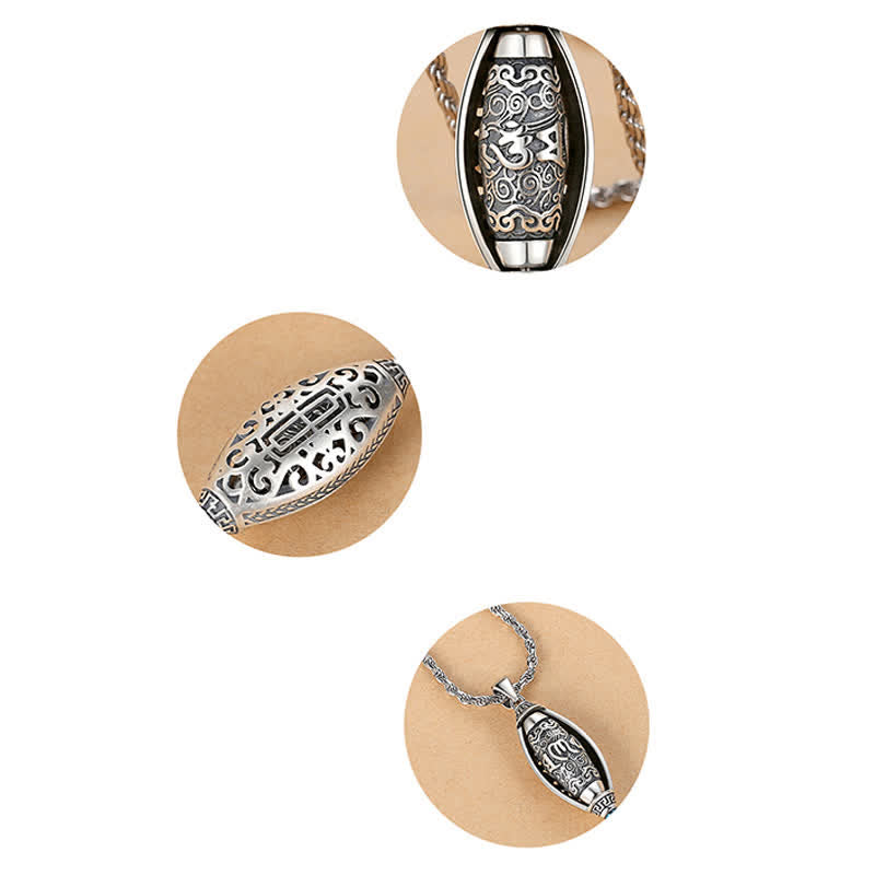 Collier de protection rotatif Om Mani Padme Hum en cuivre