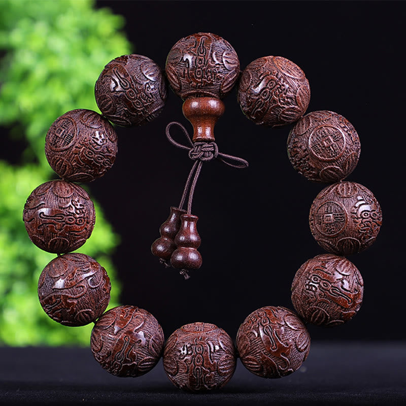 Bracelet zodiaque chinois en bois de rose | 12 perles du zodiaque Chaleur