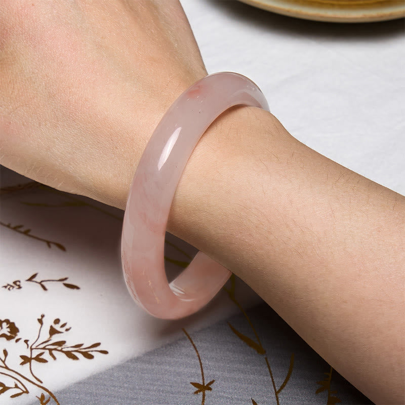Bracelet porte-bonheur en jade de soie rose doré 54-56 mm