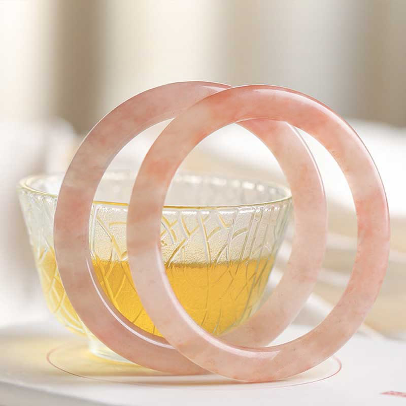 Bracelet porte-bonheur en jade de soie rose doré 54-56 mm