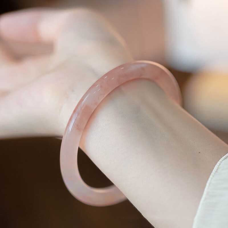 Bracelet porte-bonheur en jade de soie rose doré 54-56 mm