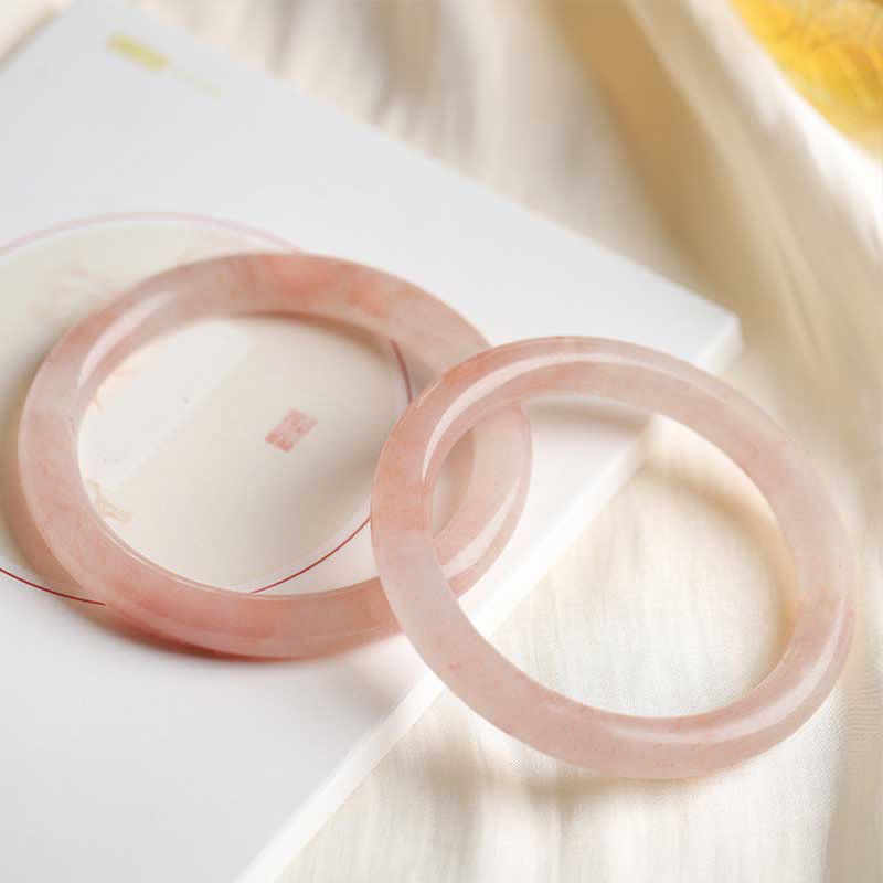 Bracelet porte-bonheur en jade de soie rose doré 54-56 mm