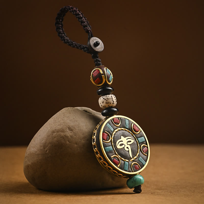 Om Mani Padme Hum Bodhi Seed Peace Key Chain Charm