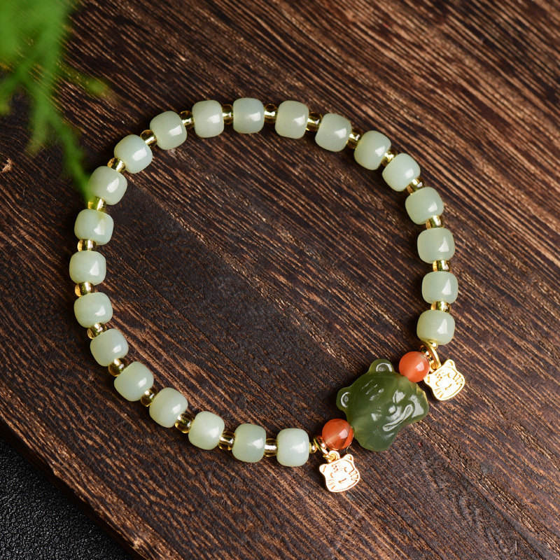 Jade Chinese Zodiac Tiger Bracelet for Abundance & Luck