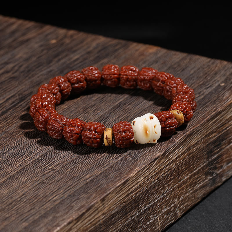 Unisex Rudraksha Bodhi Seed Dzi Bead Bodhi Seed Mala Bracelet