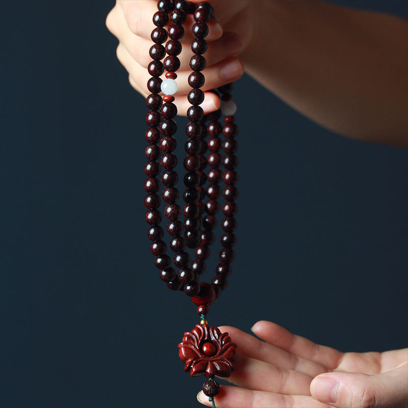 6mm Small Leaf Red Sandalwood Wood Mala Balance Bracelet