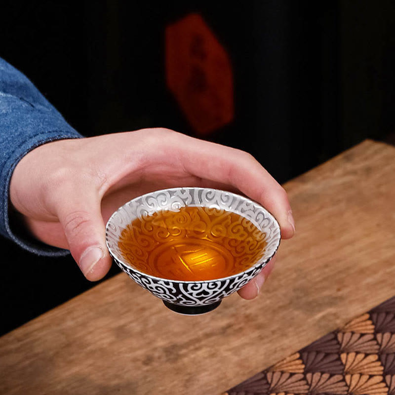 Tasse à thé en céramique à motif tibétain Fu, 55 ml, pour le thé Kung Fu