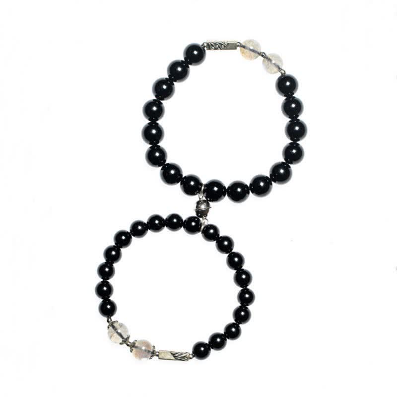 Obsidian Moonstone Couple Bracelet 8mm & 10mm for Strength