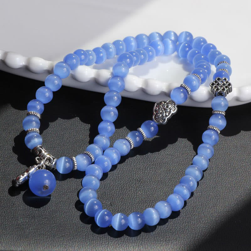 8mm Chrysoberyl Cat Eye PiXiu Triple Wrap Support Bracelet