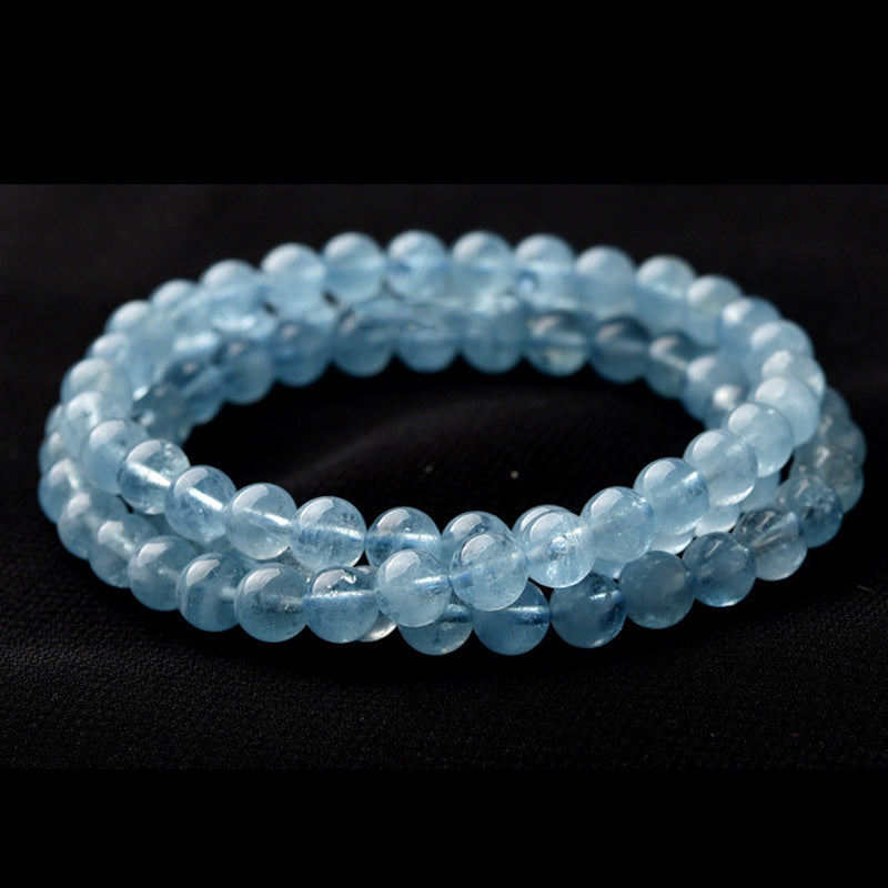 6mm Aquamarine Bracelet for Peace and Emotional Healing