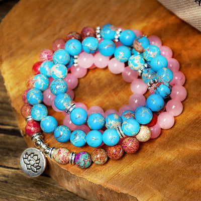 Perles de Mala tibétaines Miano Real Harmony Lotus de 8 mm