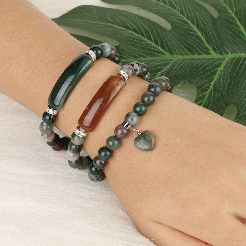 8mm Amethyst Healing Beads Love Heart Bracelet for Meditation