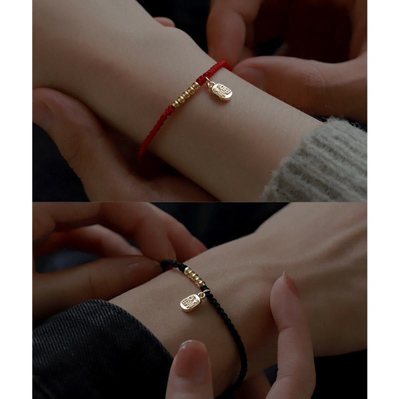 Fu Character Red String Bracelet for Luck & Protection