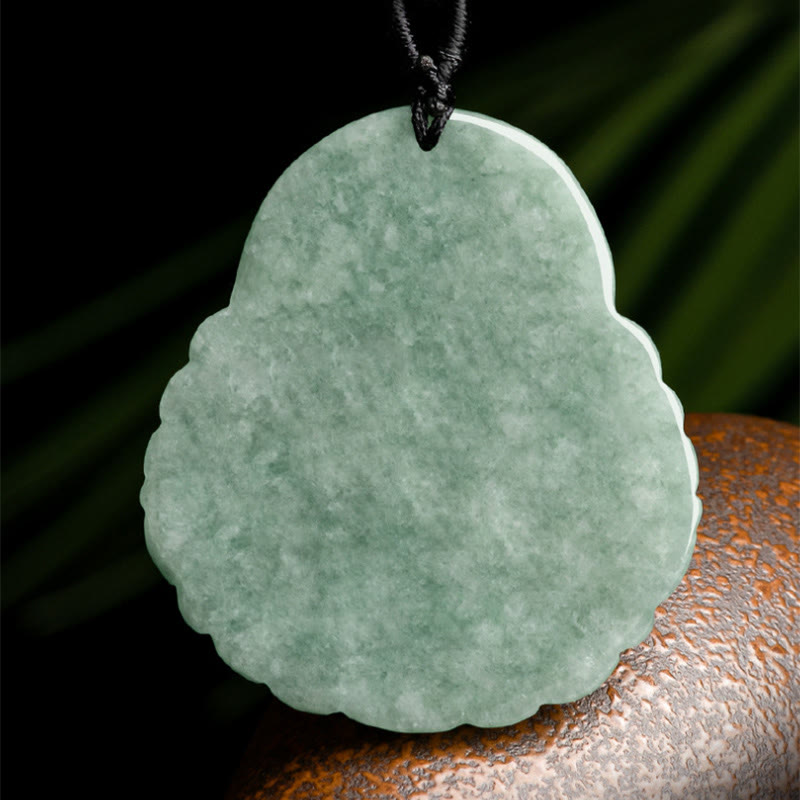 Collier pendentif Bouddha rieur en jade naturel Abondance