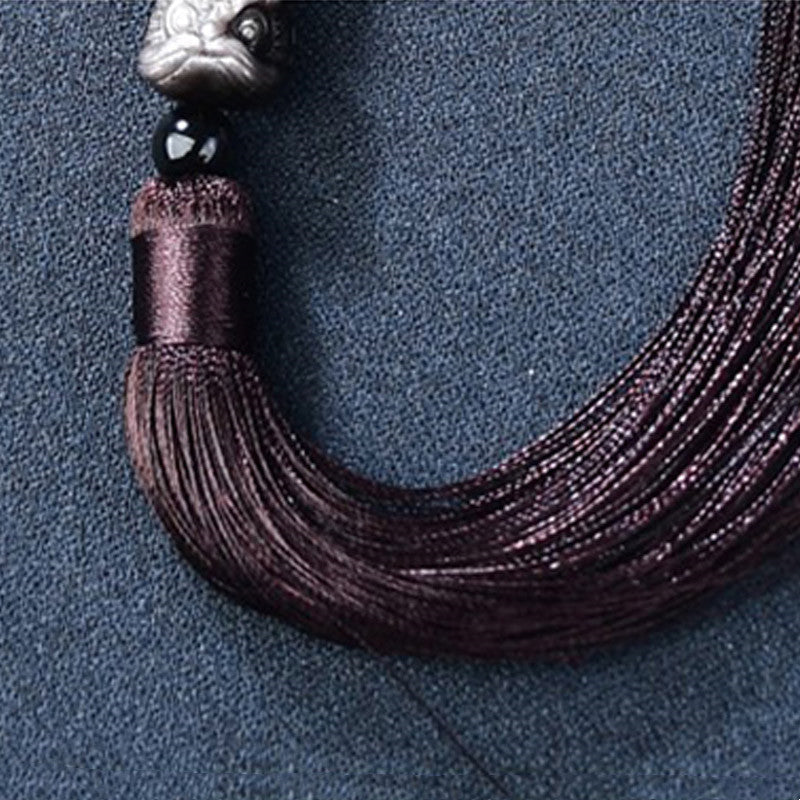12mm Silver Sheen Obsidian Lion Meditation Wrist Mala