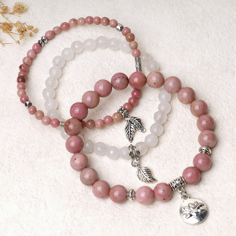 Amethyst Crystal Healing Bracelet with Lotus Symbol | 6-8mm Beads