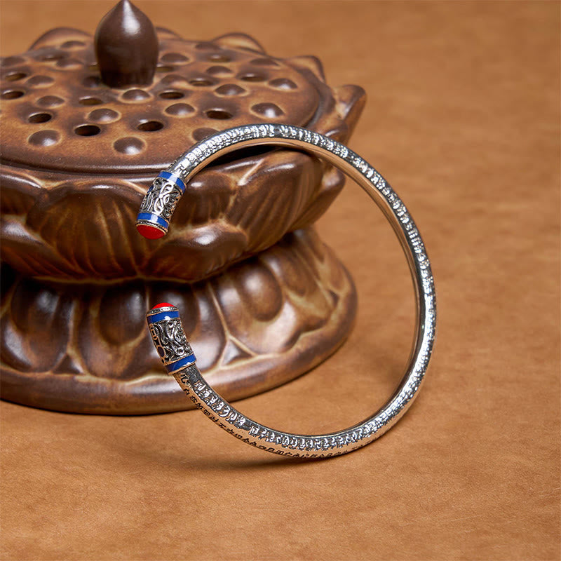 Bracelet de guérison en cuivre de 58 mm avec pièces sculptées du Sutra du cœur