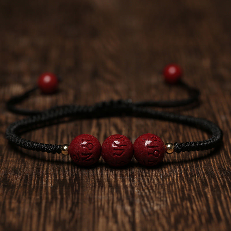 8mm Cinnabar Om Mani Padme Hum Blessing Bracelet