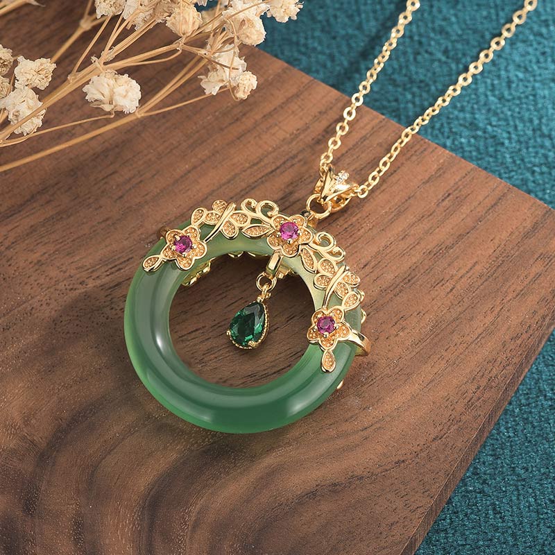 Natural Cyan Jade Healing Necklace Pendant for Harmony