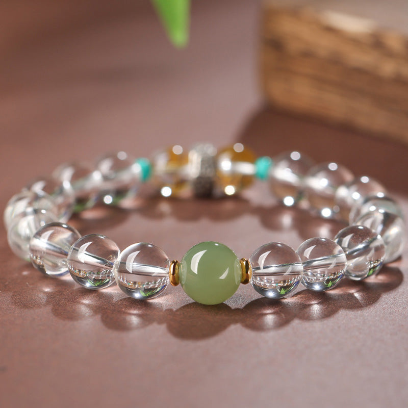 Bracelet de guérison du zodiaque chinois en jade Hetian de 10 mm
