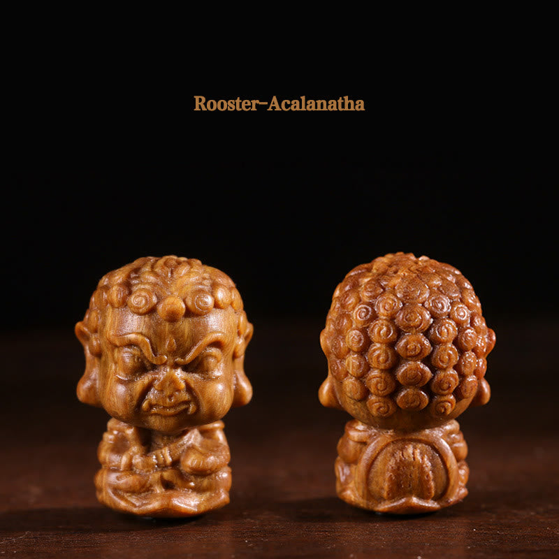 Décoration Bouddha du zodiaque chinois en bois de santal vert