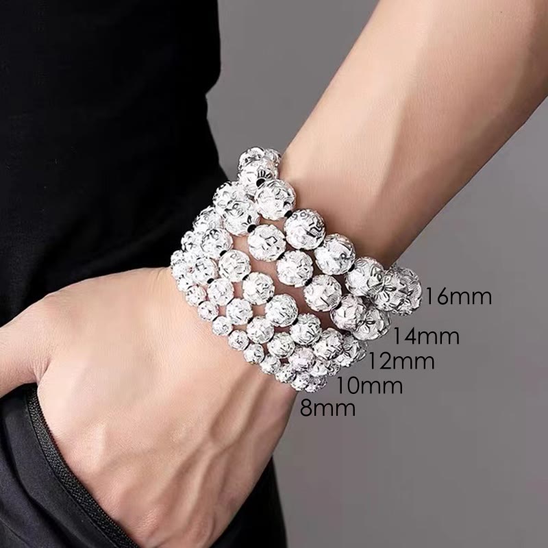 Om Mani Padme Hum Alloy Bracelet | 8mm Spiritual Protection Beads