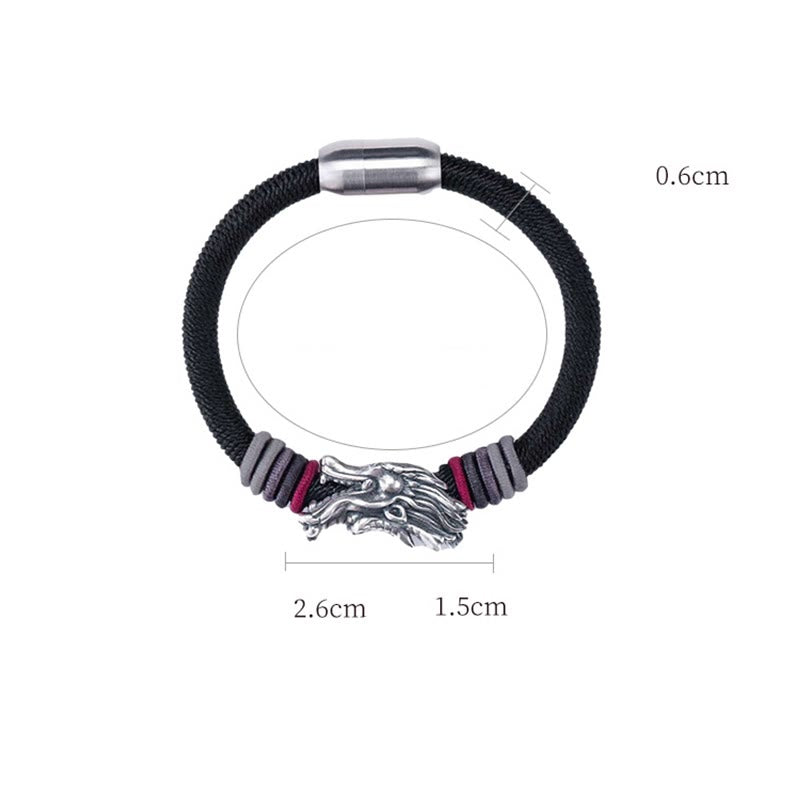 Sterling Silver Dragon Bracelet | Braided Luck Charm 6mm