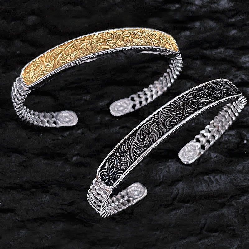 Adjustable Copper Tang Dynasty Flower Luck Bracelet Set