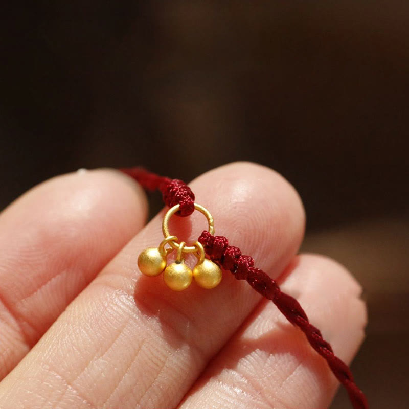925 Sterling Silver Gold Plated Luck Red String Bracelet Unisex