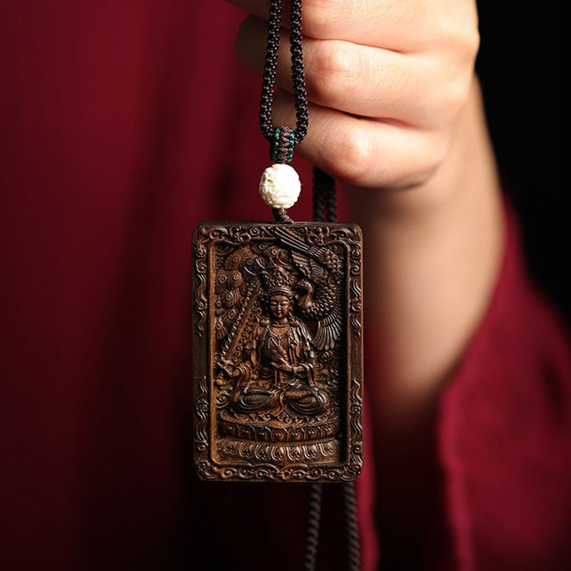 Chinese Zodiac Agarwood PiXiu Dragon Peace Necklace Pendant