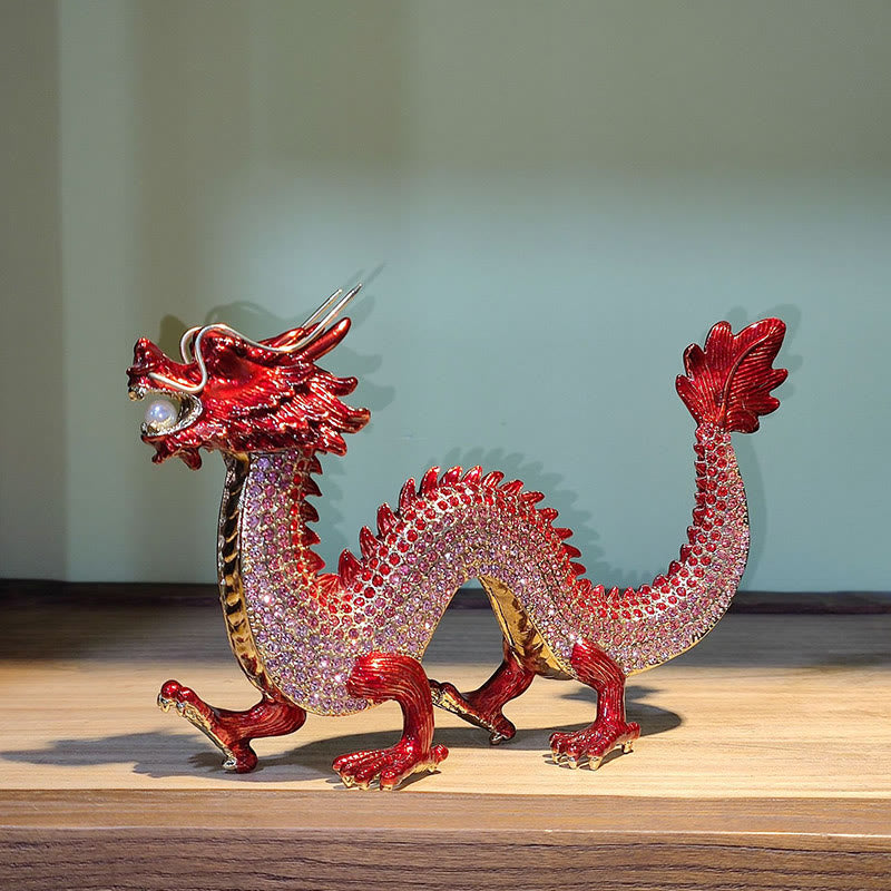 Handmade Chinese Dragon Statue Feng Shui Decor 22cm