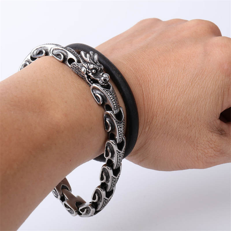 Dragon Titanium Steel Luck Bracelet | Strength & Protection