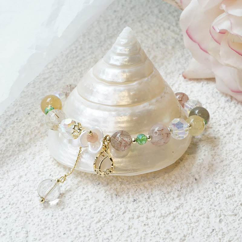 Bracelet de guérison en quartz fraise et fluorite pour une clarté émotionnelle