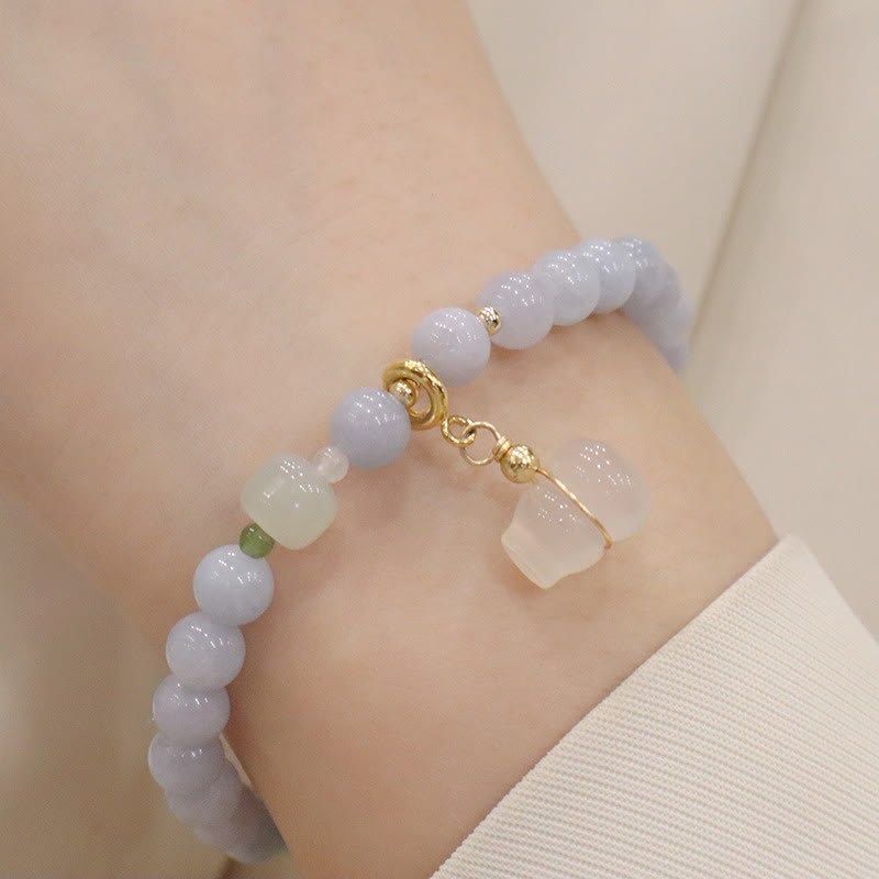 Aquamarine Chalcedony Serenity Charm Bracelet for Meditation