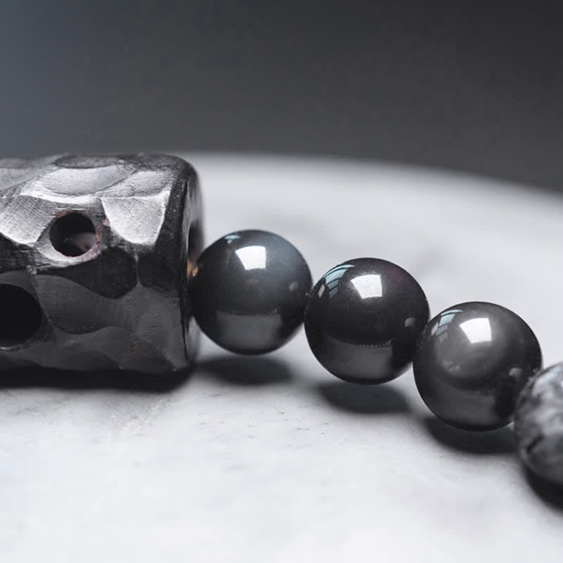 Bracelet couple en quartz rutile noir et quartz clair 8 mm