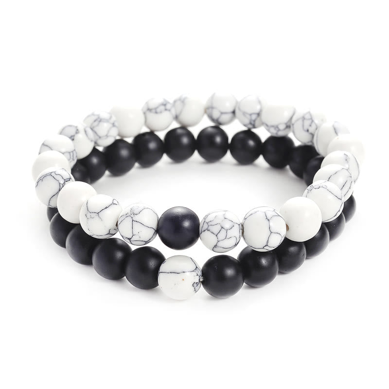 8mm Frosted Stone & White Turquoise Couple Bracelet for Balance