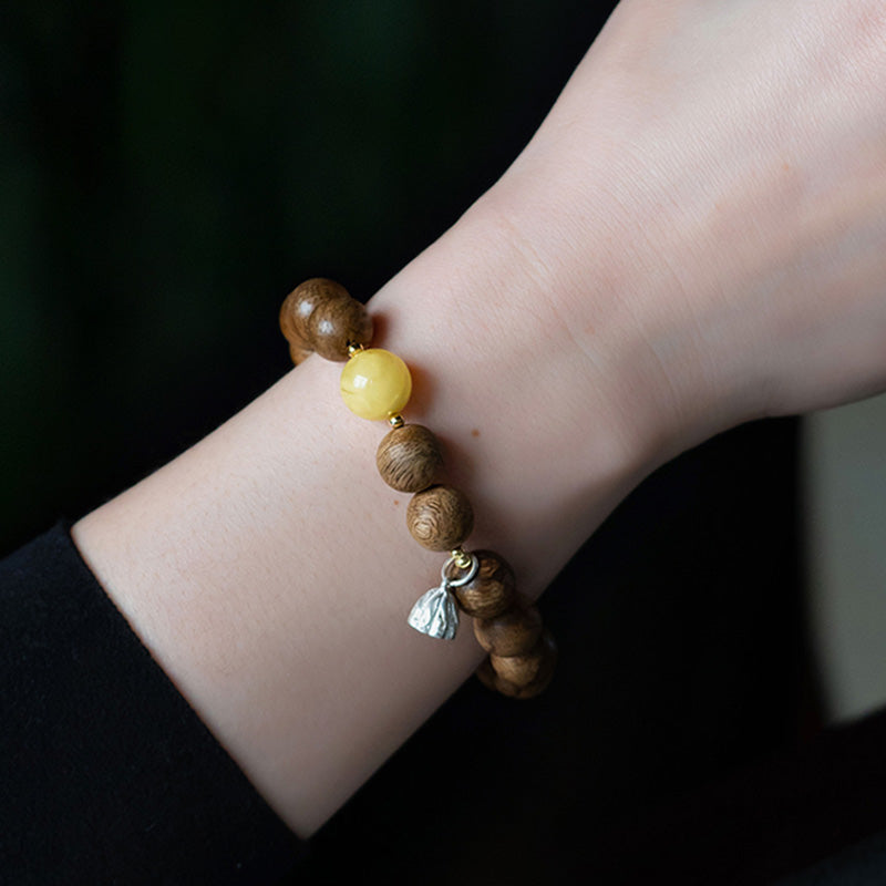 Agarwood Laughing Buddha Meditation Bracelet 10mm 12mm
