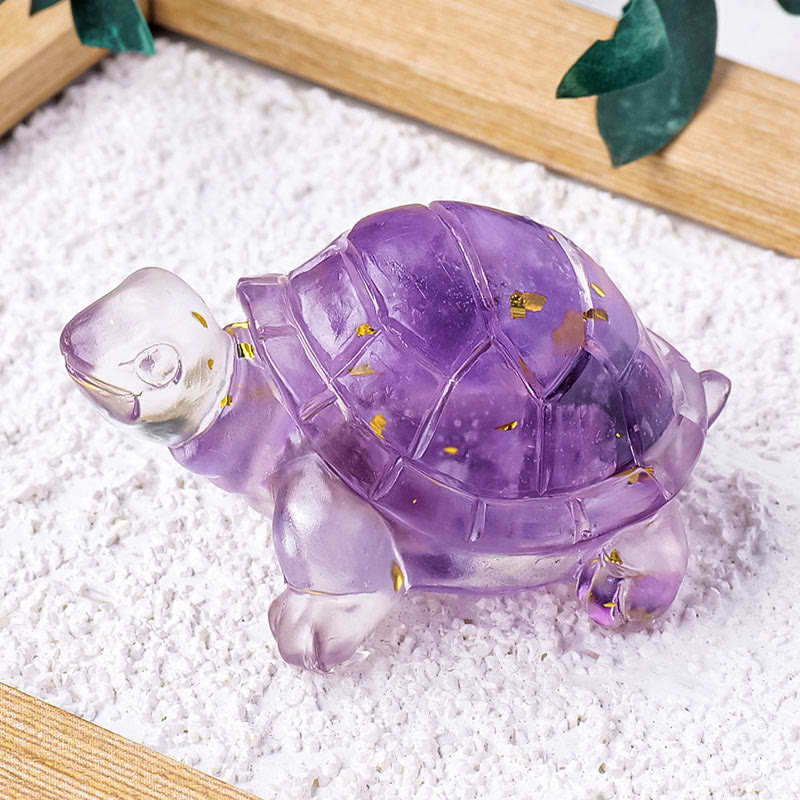 Figurine mini tortue en pierre de citrine de 5 cm pour la prospérité