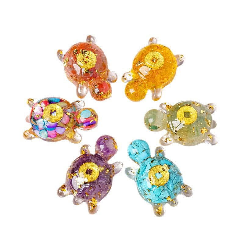 Pièce de monnaie en cuivre tortue en cristal d'aventurine verte de 5 cm, décoration zen